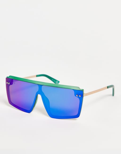 Jeepers Peepers – Zielone okulary przeciwsłoneczne typu visor z powłoką lustrzaną