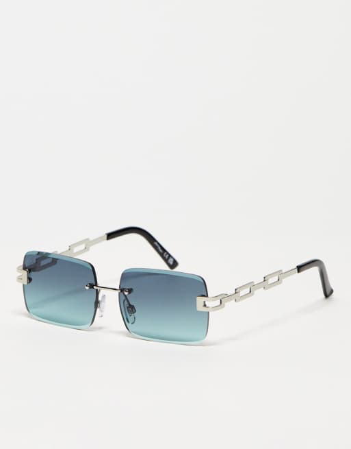 Jeepers Peepers - Zonnebril in jaren 90-stijl zonder rand in blauw