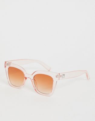 Jeepers Peepers - Zonnebril met dik montuur en vierkante getinte glazen-Roze