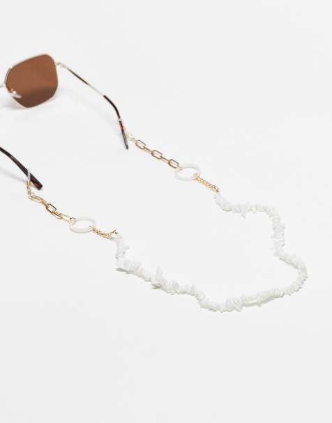 Jeepers Peepers - Zonnebrilketting met kralen in wit - view 1