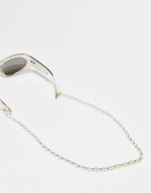 Jeepers Peepers - Zonnebrilketting met parels in goud