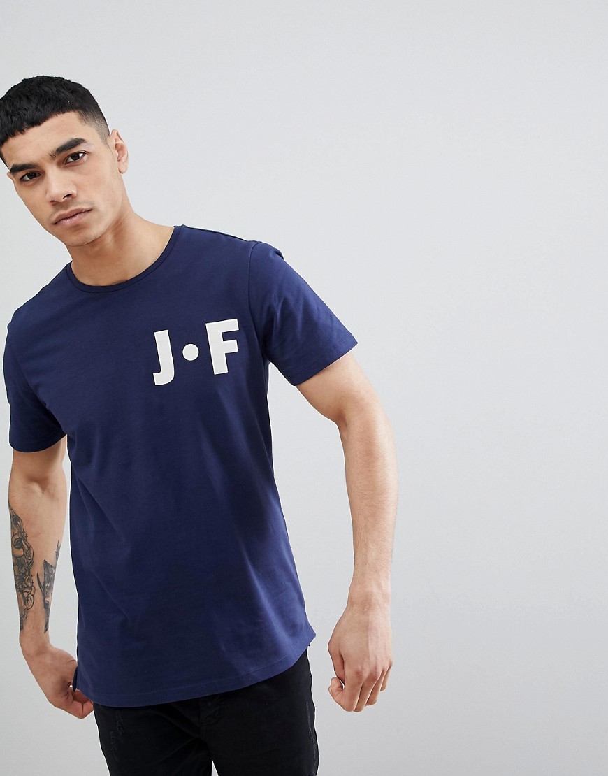 Jefferson - T-shirt met print op de borst-Blauw
