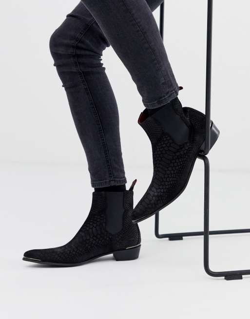 Jeffery West - Adamant - Bottines Chelsea en daim - Noir croco