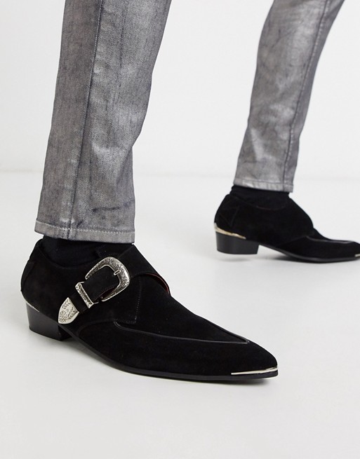 Jeffery West adamant monk shoes in black suede