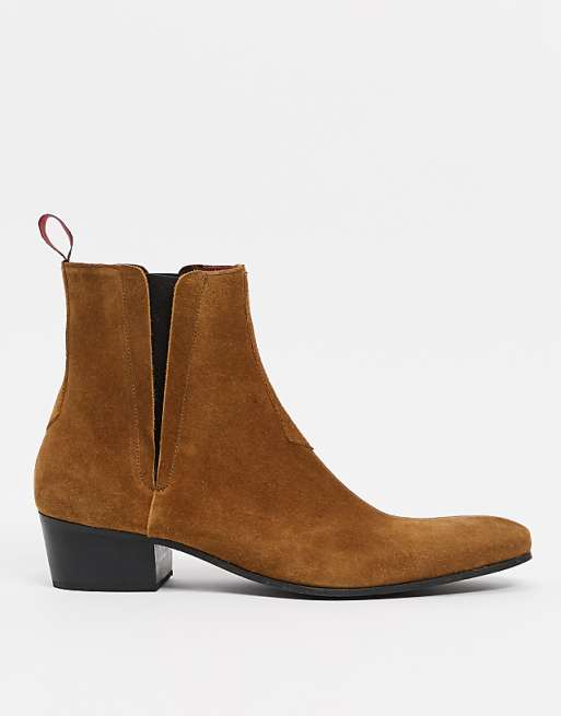 Jeffery West carlito cuban chelsea boots in tan suede | ASOS