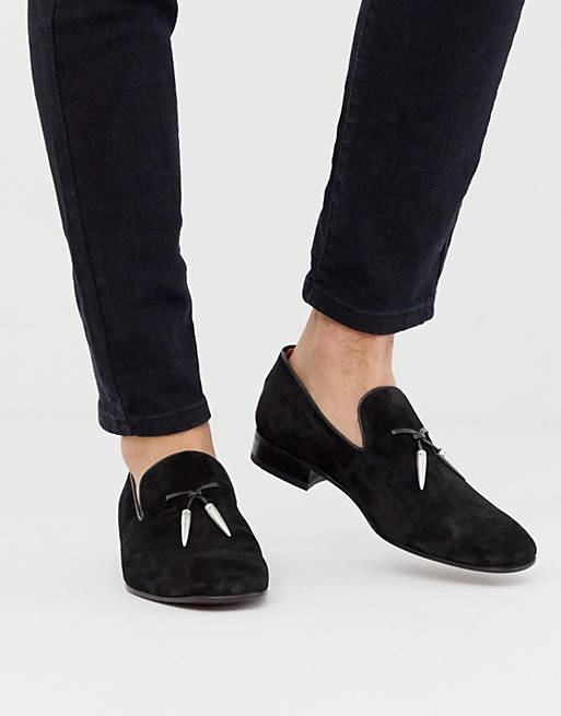 Jeffery West Jung tassel loafers in black suede | ASOS