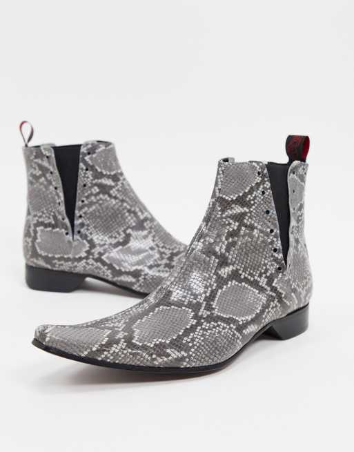 Jeffery West pino chelsea boot in grey snake