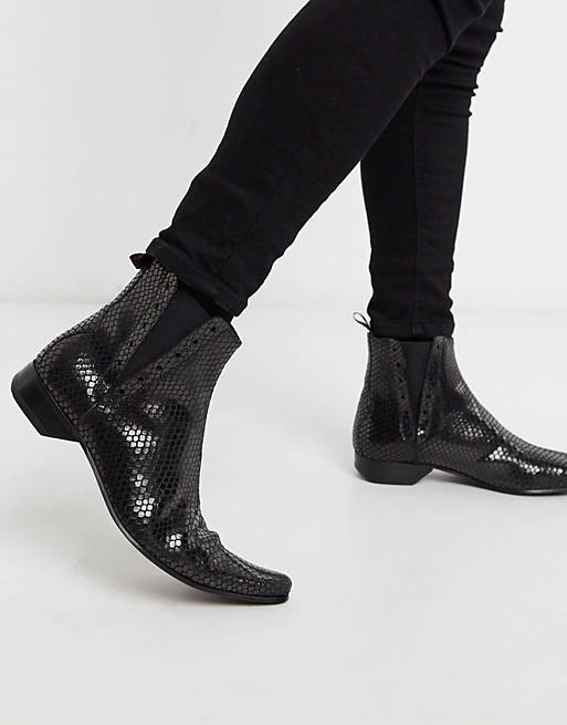 Jeffery West pino chelsea boots in black snake | ASOS