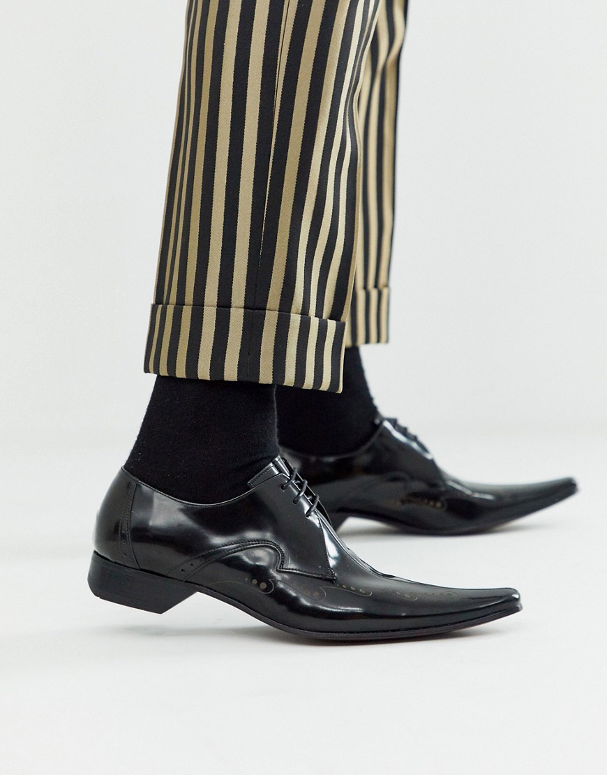 Jeffery West - Pino - Geëtste schoenen van zwart leer