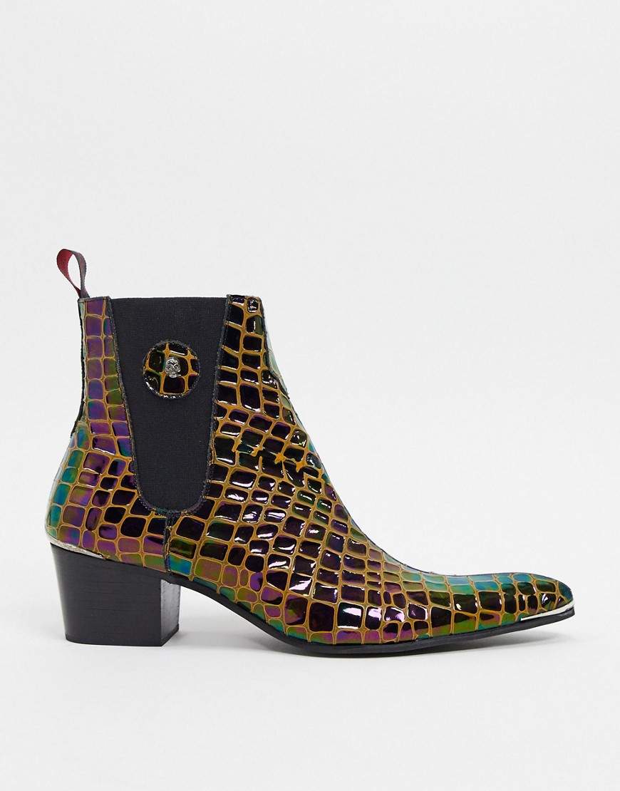 Jeffery West - Sylvian - Chelsea boots in regenboogkleuren met krokodillenprint-Multi