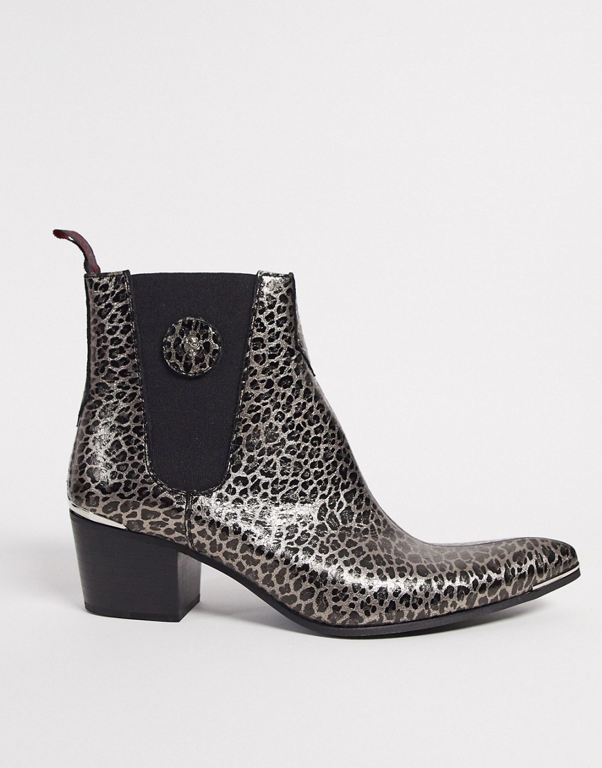 Jeffery West - Sylvian - Chelsea boots met luipaardprint-Zwart