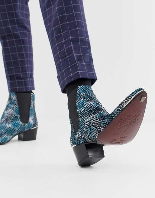 blue snakeskin boot