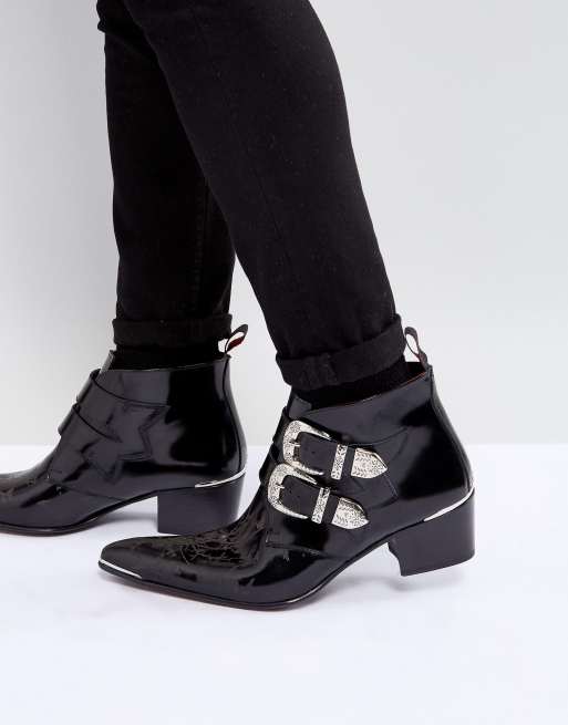 Jeffery West Sylvian Suede Buckle Boots In Black ASOS