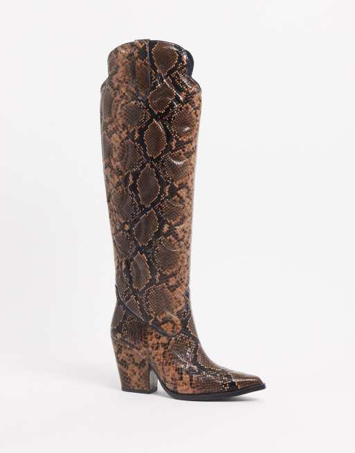 Jeffrey Campbell – Amigos – Kniehohe Lederstiefel mit Schlangenhautmuster, 2 von 4
