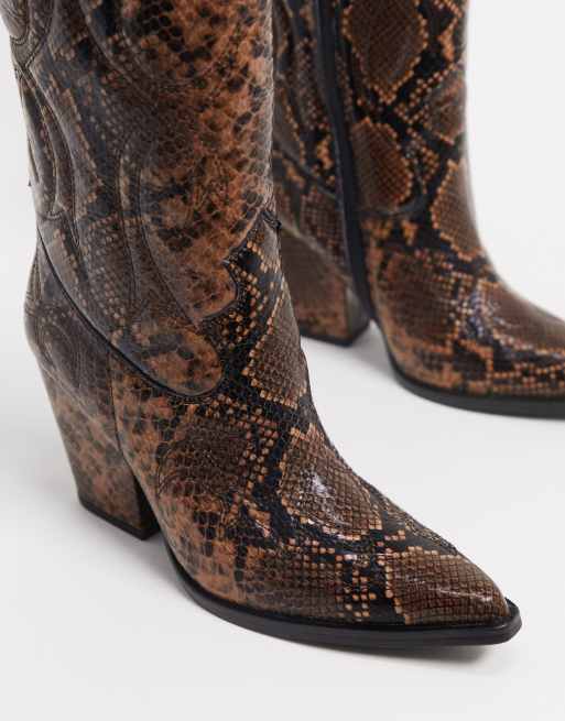 Jeffrey Campbell – Amigos – Kniehohe Lederstiefel mit Schlangenhautmuster, 3 von 4