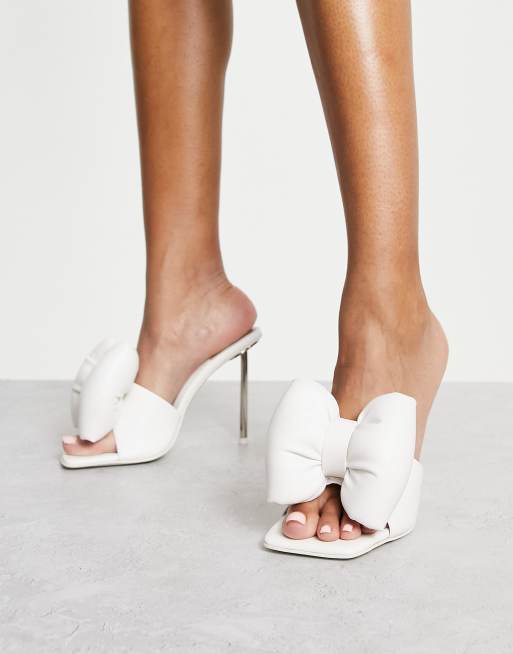 Jeffrey Campbell Bow Down heeled mules in white