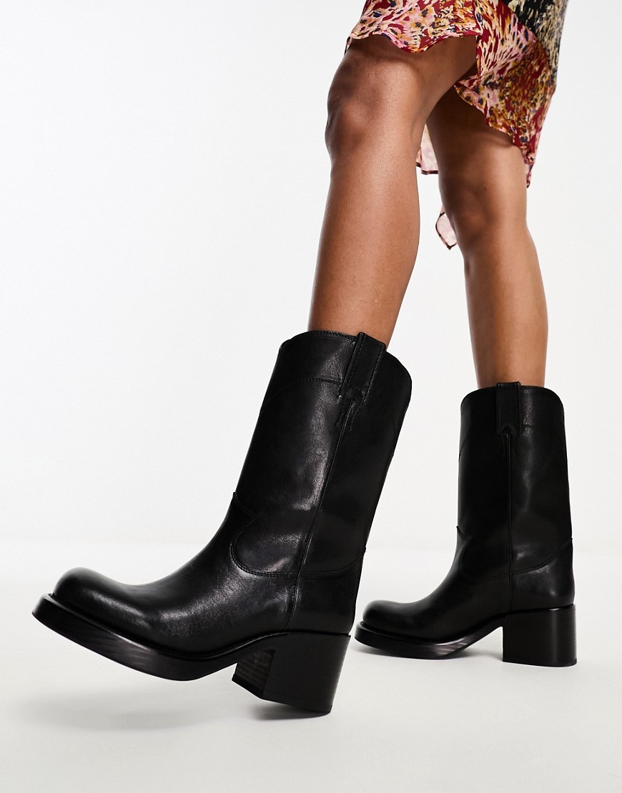 Jeffrey Campbell Cabellero western style knee boot in black