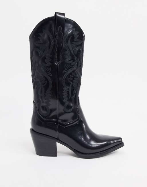 Jeffrey Campbell Dagget western boot in black leather | ASOS