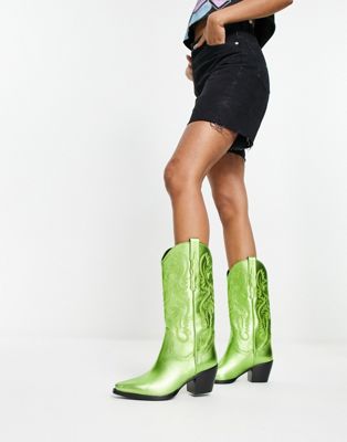 Jeffrey Campbell Dagget western boots in metallic green - ASOS Price Checker