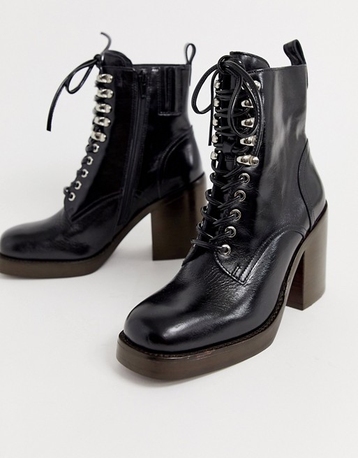 Jeffrey Campbell Dotti leather lace up heel boot | ASOS