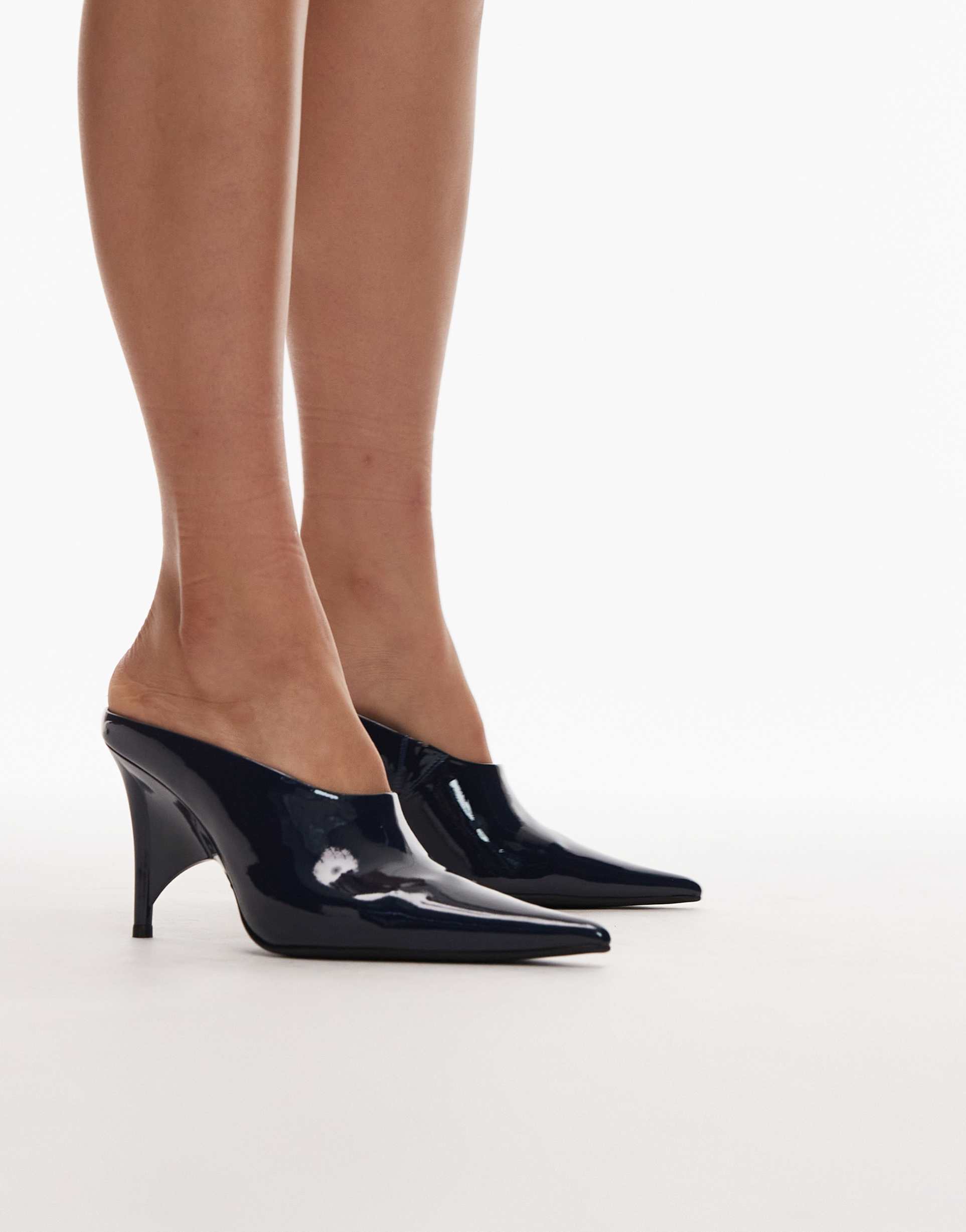 jeffrey campbell favrile heeled mules in navy patent