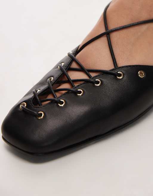 Jeffrey Campbell lace-up ballet flats in black | ASOS