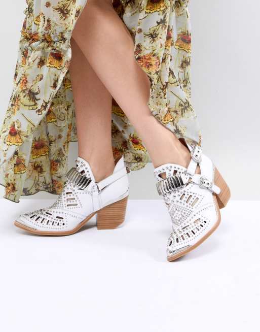 Jeffrey Campbell Leather White Western Laser Cut Ankle Boots ASOS