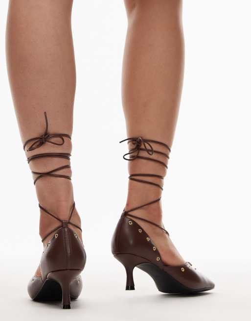 Jeffrey Campbell Martine lace up heeled pumps in brown, 4 of 4