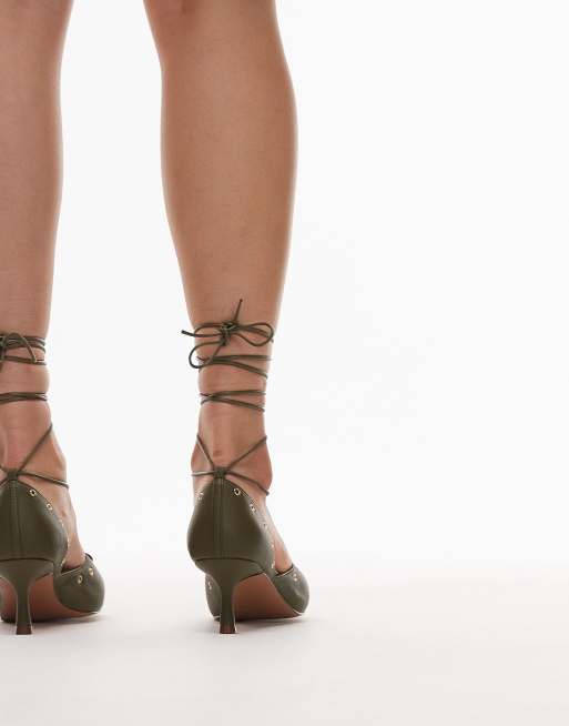 Jeffrey Campbell Martine lace up heeled pumps in olive | ASOS