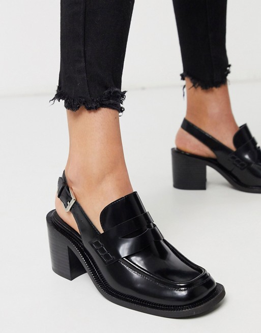 Jeffrey Campbell Millhouse slingback heeled loafers in black