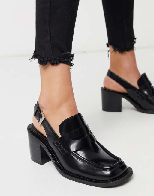 Jeffrey Campbell Millhouse slingback heeled loafers in black ASOS