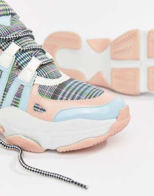 jeffrey campbell pastel check chunky trainers