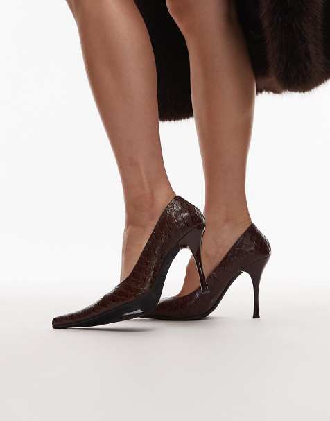 Jeffrey Campbell pointed toe stiletto pumps in brown snake print - view 1