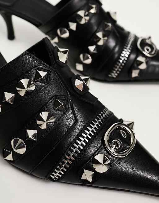 Jeffrey Campbell - Rock On - Pumps met open achterkant en studs in zwart , 3 van 4