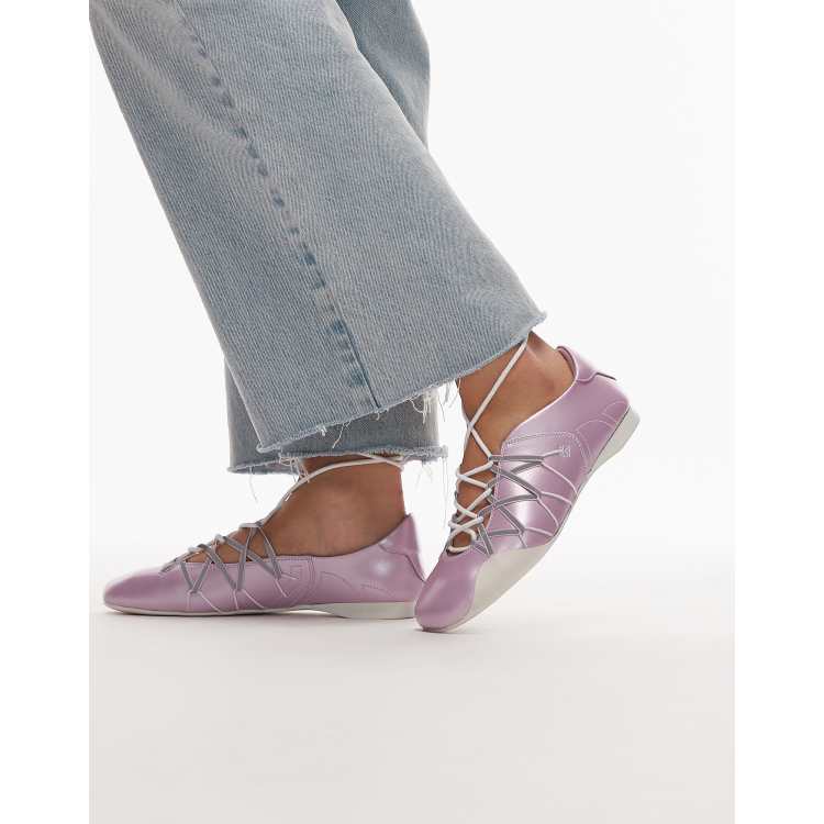 Jeffrey Campbell sneakerina shoes with laces in purple metallic | ASOS