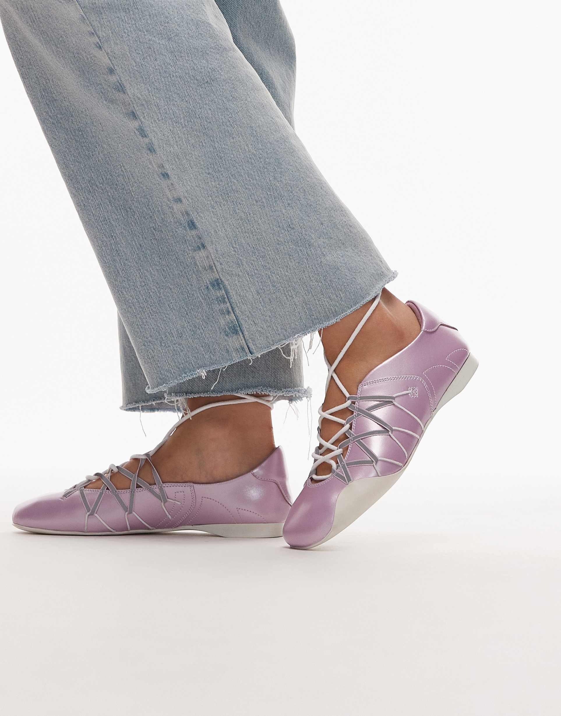 jeffrey campbell sneakerina shoes with laces in purple metallic