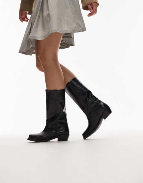 Jeffrey Campbell square toe knee boots in black - view 1