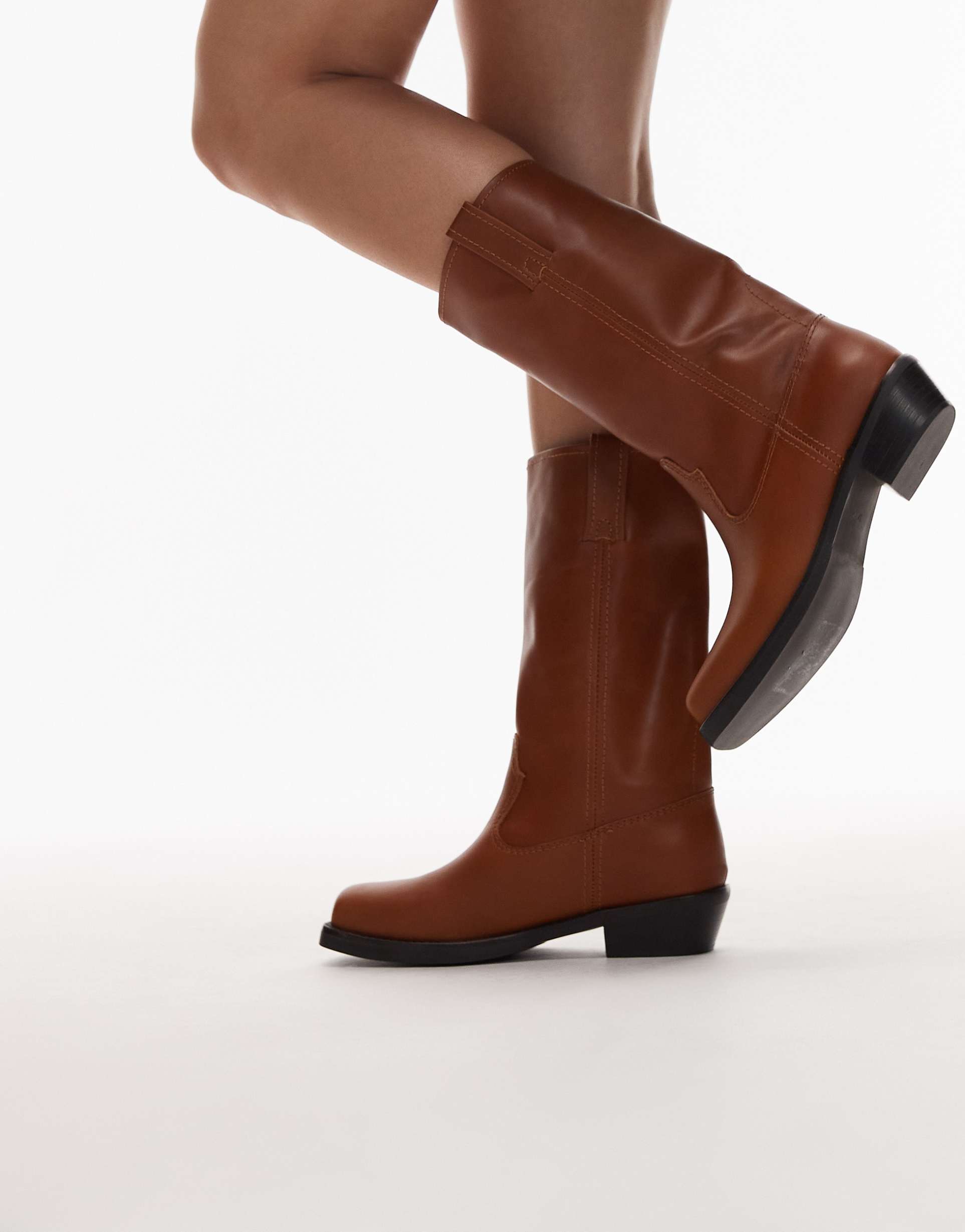 jeffrey campbell square toe knee boots in tan