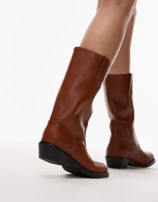 Jeffrey Campbell square toe knee boots in tan, 4 of 4