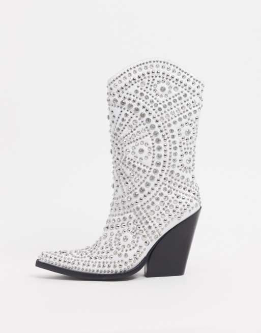 Jeffrey campbell store white western boots