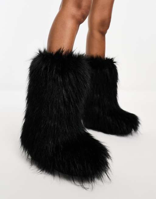 Jeffrey Campbell Yeti Bottes duveteuses hauteur genou Noir