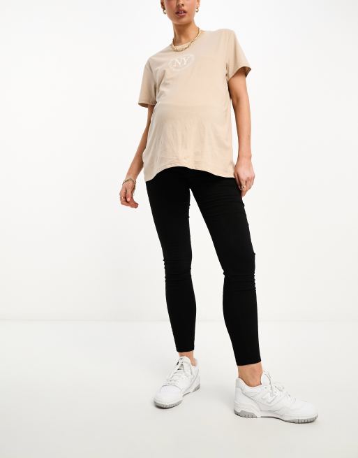 Jeggings negros con banda por encima del vientre de Mamalicious Maternity, 4 de 4
