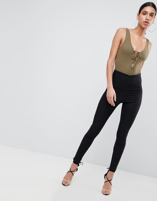 Jeggings sin cierres en negro con detalle de cinturilla de ASOS DESIGN, 4 de 4