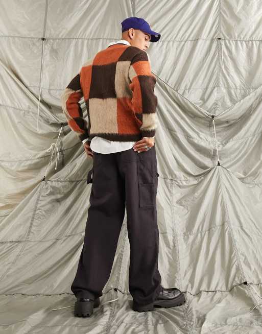 Jersey a cuadros dameros naranjas y grises de punto mullido de ASOS DESIGN, 2 de 4
