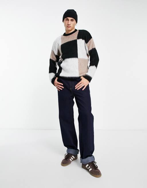 Jersey a cuadros dameros negros, blancos y beis de punto mullido de ASOS DESIGN, 4 de 4