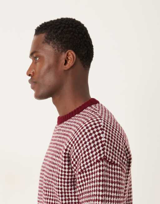 Jersey a rayas burdeos holgado con cuello redondo de punto de ASOS DESIGN, 4 de 5
