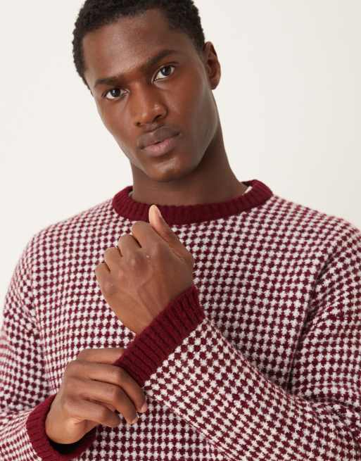 Jersey a rayas burdeos holgado con cuello redondo de punto de ASOS DESIGN, 5 de 5