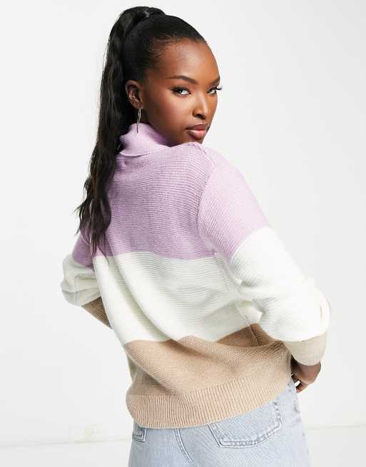 Jersey a rayas color block con cuello vuelto de QED London, 2 de 4