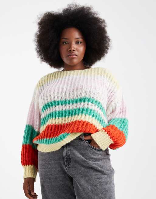Jersey a rayas de colores de estilo retro de punto de Pieces Curve