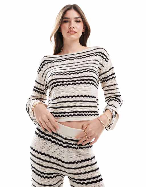 Jersey a rayas monocromáticas de punto de ASOS DESIGN (parte de un conjunto)